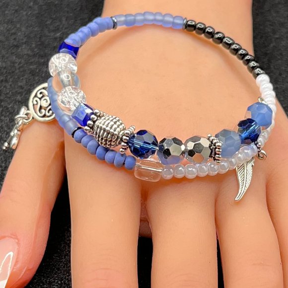 Love Key Silver Charm Beaded Bracelet Women - Picture 1 of 6